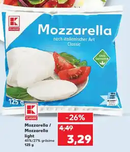 Kaufland Mozzarella/ Mozzarella light Ofertă