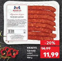 Kaufland KRAVYS Cârnați subțiri semiafumați 400 g Ofertă