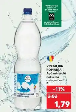 Kaufland Apă minerală naturală carbogazificată 2L Ofertă
