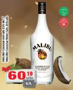 CBA MALIBU Coconut rom alb 21% alc. Ofertă