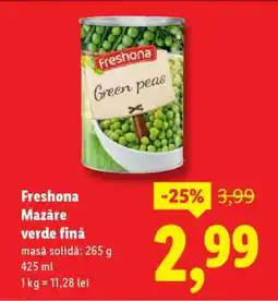 Lidl Freshona Mazăre verde fină Ofertă