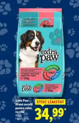 Lidl Extra Paw Hrană uscată pentru câini, cu vită Ofertă