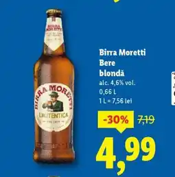 Lidl BIRRA MORETTI Bere blondă Ofertă