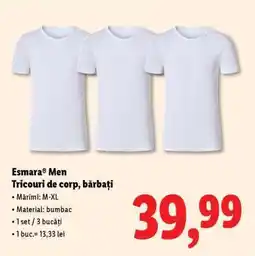 Lidl Esmara Men Tricouri de corp, bărbați Ofertă