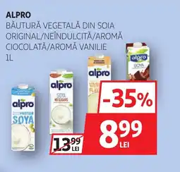 Auchan ALPRO Băutură vegetală din soia original/neindulcită/aromă ciocolată/aromă vanilie Ofertă