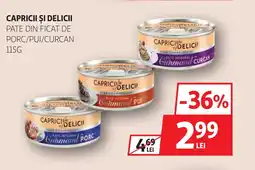 Auchan CAPRICII ȘI DELICII Pate din ficat de porc/pui/curcan Ofertă