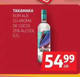 Auchan TAKAMAKA Rom alb cu aroma de cocos 25% alcool Ofertă