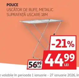 Auchan Pouce uscător de rufe, metalic suprafaţă uscare 18m Ofertă