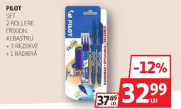 Auchan PILOT Set 2 rollere frixion albastru + 3 rezerve +1 radieră Ofertă