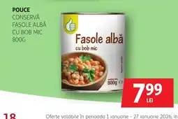 Auchan POUCE Conservă fasole albă cu bob mic Ofertă