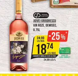 Mega Image JIDVEI GRIGORESCU Vin roze, demisec Ofertă