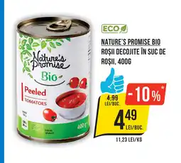 Mega Image NATURE'S PROMISE BIO Roşii decojite în suc de roşii Ofertă