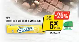 Mega Image OREO Biscuiti golden cu cremă de vanilie Ofertă