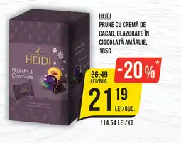 Mega Image HEIDI Prune cu cremă de cacao, glazurate în ciocolată amăruie Ofertă