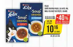 Mega Image FELIX Supă pentru pisici, cu vită, pui, miel/cu gust de peşte Ofertă