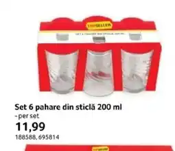 Selgros Set 6 pahare din sticlă Ofertă