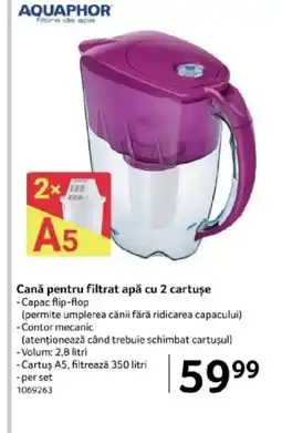 Selgros AQUAPHOR Cană pentru filtrat apă cu 2 cartuse Ofertă