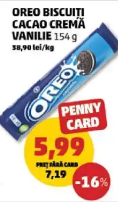 Penny OREO Biscuiți Cacao Cremă Vanilie 154 g Ofertă