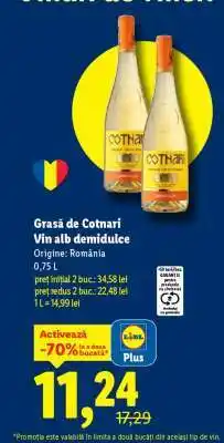 Lidl Grasă de Cotnari Vin alb demidulce Ofertă