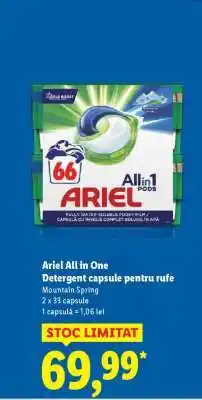Lidl Ariel All in One Detergent capsule pentru rufe Ofertă