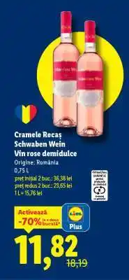 Lidl Cramele Recaș Schwaben Wein Vin rose demidulce Ofertă