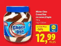 Lidl MISTER CHOC Cremă Duo cu cacao și lapte Ofertă