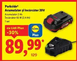 Lidl Parkside Acumulator și încărcător 20V Ofertă