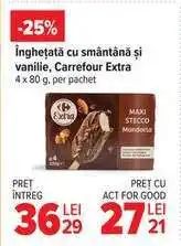 Carrefour Înghețată cu smântână și vanilie, Carrefour Extra Ofertă