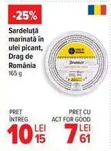 Carrefour Sardeluță marinată în ulei picant, Drag de România 165 g Ofertă