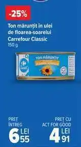 Carrefour Ton mărunțit în ulei de floarea-soarelui, Carrefour Classic Ofertă