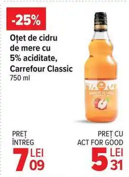 Carrefour Oțet de cidru de mere cu 5% aciditate, Carrefour Classic Ofertă