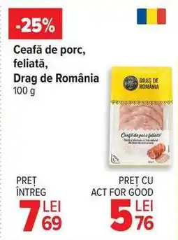 Carrefour Ceafă de porc, feliată Drag de România Ofertă