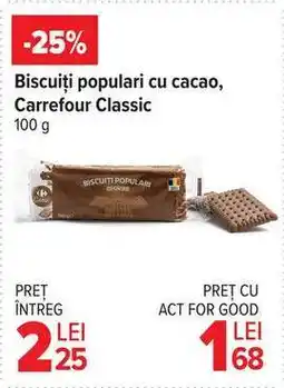 Carrefour Biscuiți populari cu cacao, Carrefour Classic Ofertă