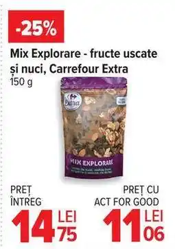 Carrefour Mix Explorare - fructe uscate și nuci, Carrefour Extra 150 g Ofertă