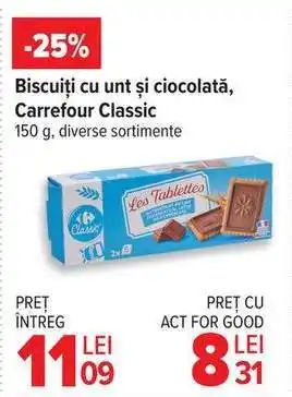 Carrefour Biscuiți cu unt și ciocolată, Carrefour Classic Ofertă