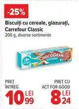 Carrefour Biscuiți cu cereale, glazurați, Carrefour Classic Ofertă