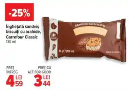 Carrefour Înghețată sandviș biscuiți cu arahide, Carrefour Classic Ofertă