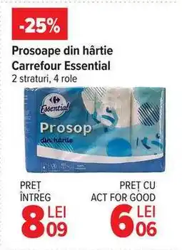 Carrefour Prosoape din hârtie, Carrefour Essential Ofertă