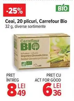 Carrefour Ceai, 20 plicuri, Carrefour Bio Ofertă
