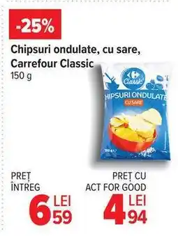 Carrefour Chipsuri ondulate, cu sare, Carrefour Classic Ofertă