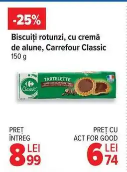 Carrefour Biscuiți rotunzi, cu cremă de alune, Carrefour Classic Ofertă