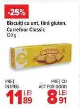 Carrefour Biscuiți cu unt, fără gluten, Carrefour Classic Ofertă