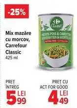 Carrefour Mix mazăre cu morcov, Carrefour Classic 425 ml Ofertă