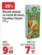 Carrefour Biscuiți umpluți cu cremă de alune, Carrefour Classic Ofertă