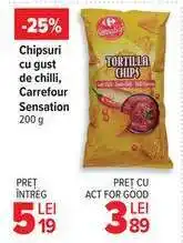 Carrefour Chipsuri cu gust de chilli, Carrefour Sensation 200g Ofertă