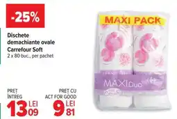 Carrefour Dischete demachiante ovale Carrefour Soft Ofertă