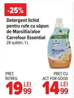 Carrefour Detergent lichid pentru rufe cu săpun de Marsilia/aloe Carrefour Essential Ofertă