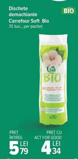 Carrefour Dischete demachiante Carrefour Soft Bio Ofertă