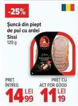 Carrefour Șuncă din piept de pui cu ardei Sissi 120 g Ofertă