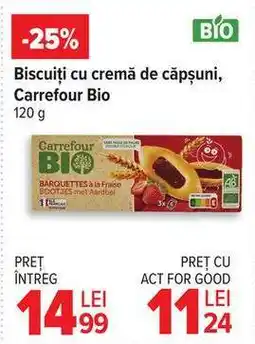 Carrefour Biscuiți cu cremă de căpșuni, Carrefour Bio Ofertă